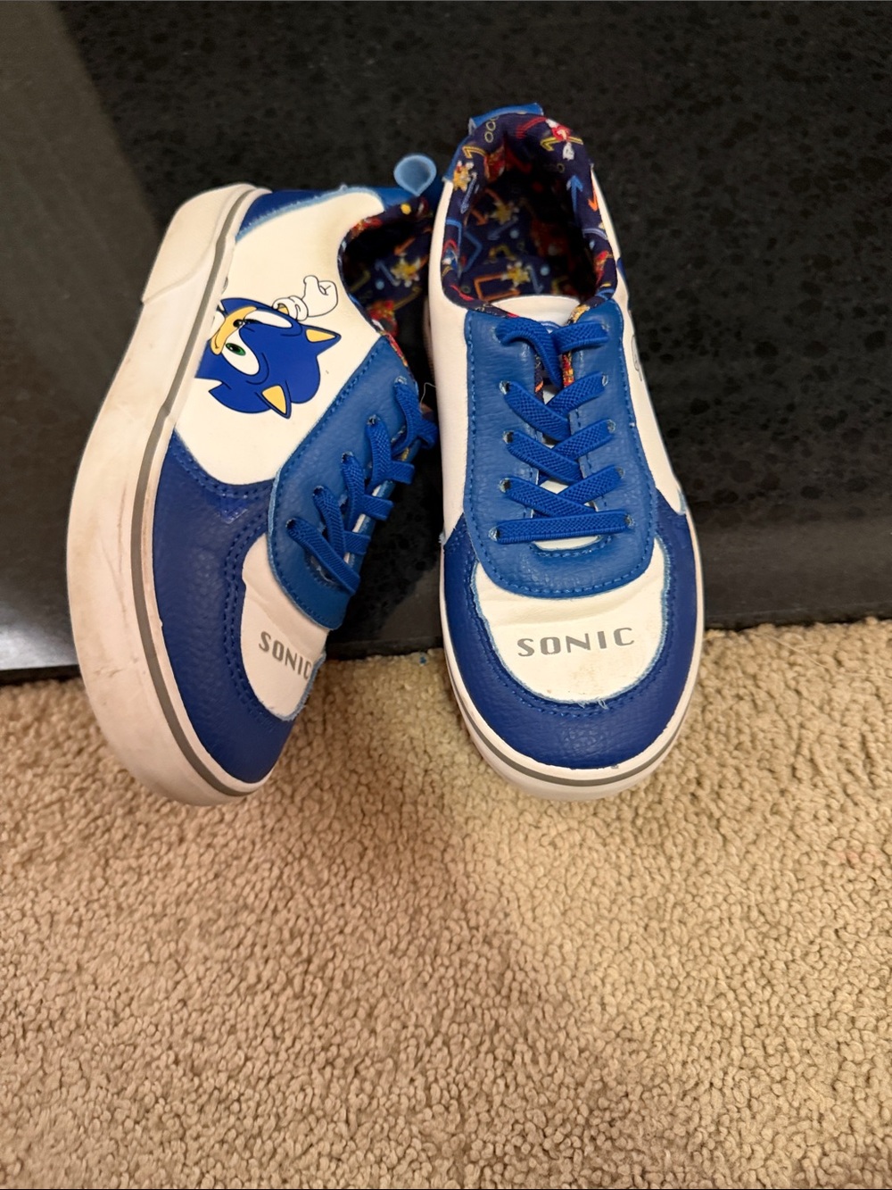 Kids Blue and White Sonic Character Lace-Up Sneakers